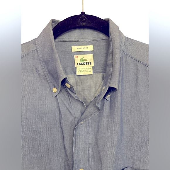 Men's Lacoste Blue Button-down Shirt - Picture 3 of 3